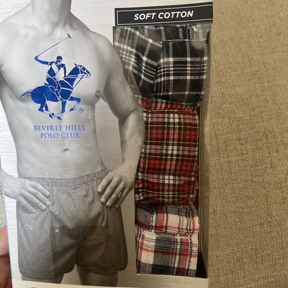 Beverly Hills Polo Club Men's Woven Boxers Soft Cotton 3 Pack Size Small NEW - Picture 3 of 4